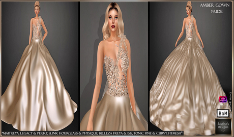 Second Life Marketplace - SAS - Amber Nude Gown (MB)
